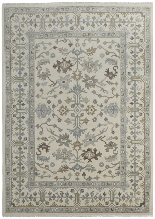 12' X 15' Bohemian Floral Hand Knotted Area Rug With Fringe - Ivory