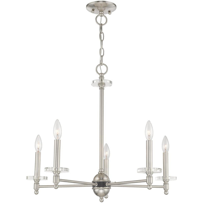 22'' 5-Light Dimmable Chandelier With Shades - Nickel