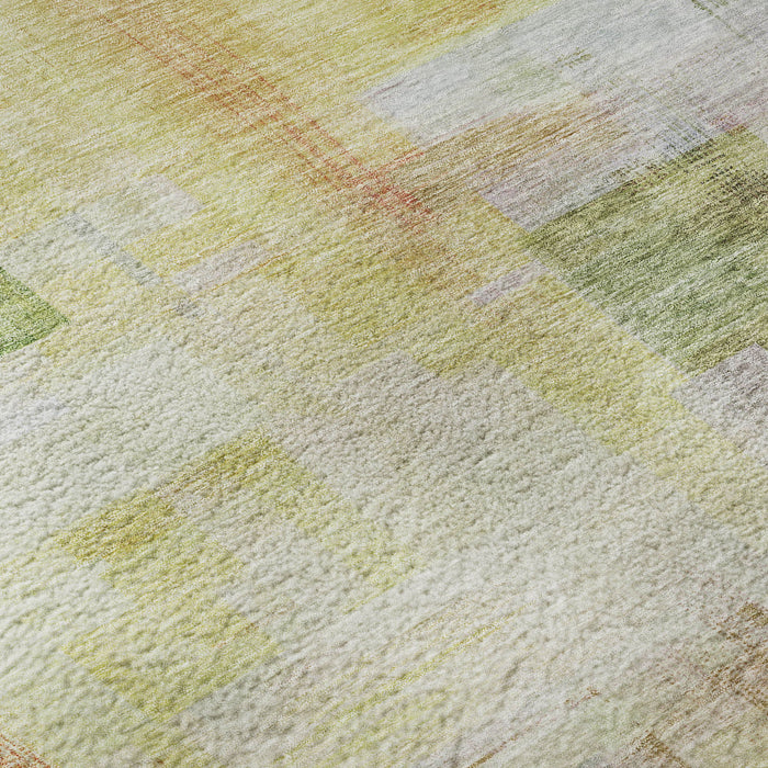 10' X 14' Abstract Geometric Washable Area Rug With UV Protection (683500) - Green / Ivory / Gold / Purple