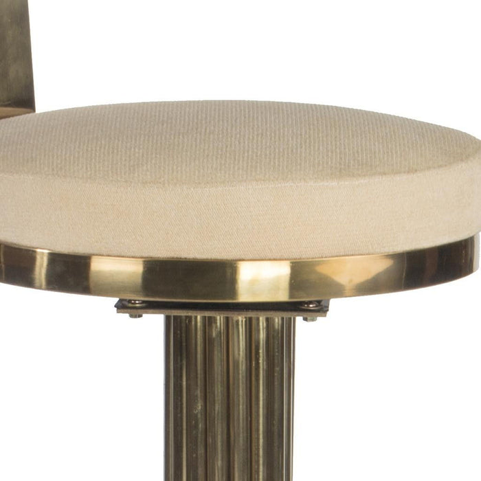 Linen Steel Counter Height Swivel Bar Chair - Cream / Gold
