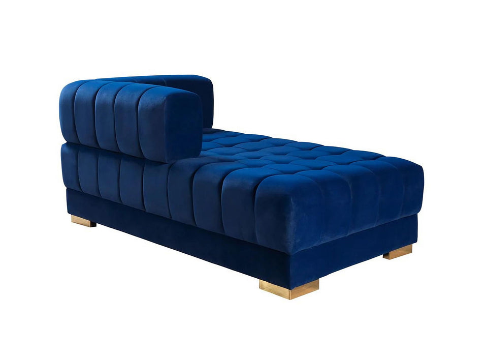 Velvet U-Shaped Three Piece Sofa Chaise Sectional With Toss Pillows - Blue