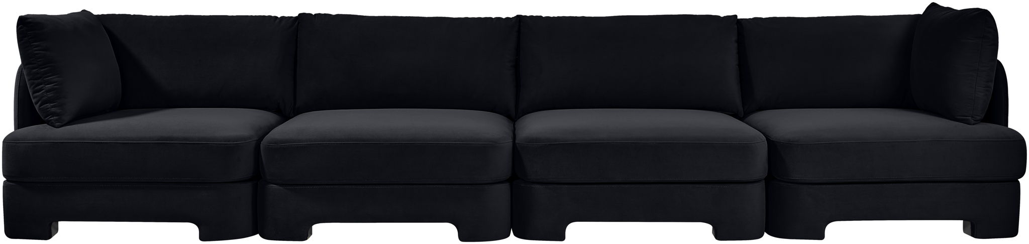Meridian Furniture Hammond velvet performance fabric 4-piece stationary sectional sofa with plush cushions and modern design.