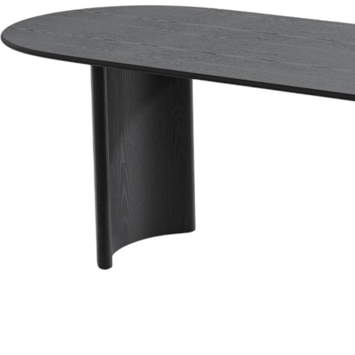 79" Solid Wood Mirrored Double Pedestal Base Oval Dining Room Table - Black