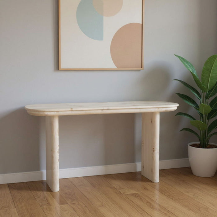 60" Solid Wood Oval Console Table - Natural