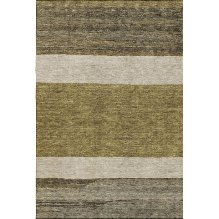 10' X 14' Striped Washable Area Rug With UV Protection (695096) - Coffee / Ivory / Gray
