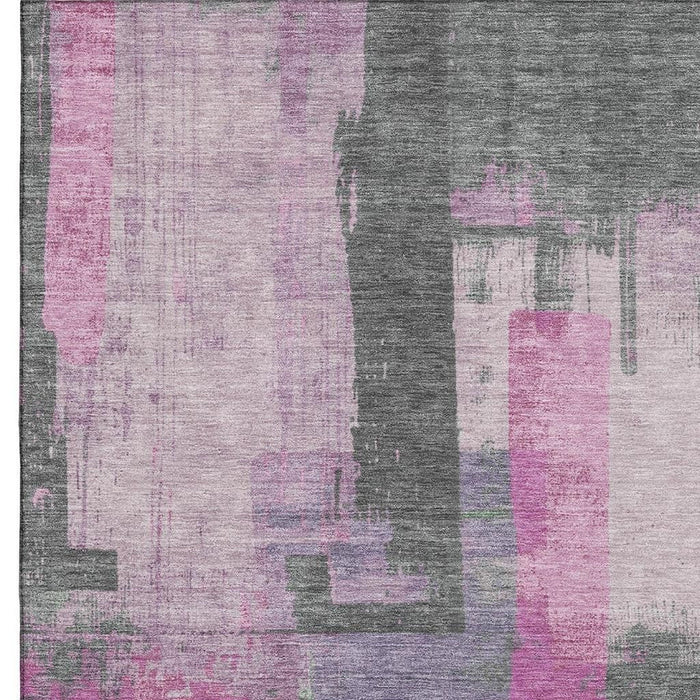 10' X 14' Abstract Washable Area Rug With UV Protection (701123) - Blush / Gray