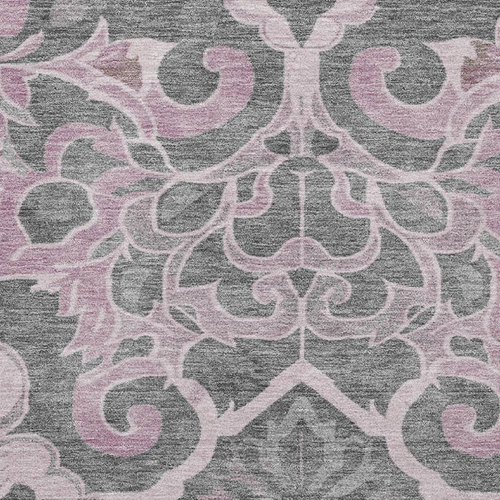 10' X 14' Floral Medallion Washable Area Rug With UV Protection (709078) - Pink / Ivory / Gray