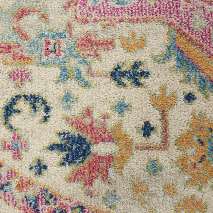 6' X 9' Floral Medallion Area Rug (550204) - Ivory / Pink / Red