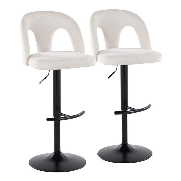 Ava - Upholstered Adjustable Barstool (Set of 2) - Black Metal
