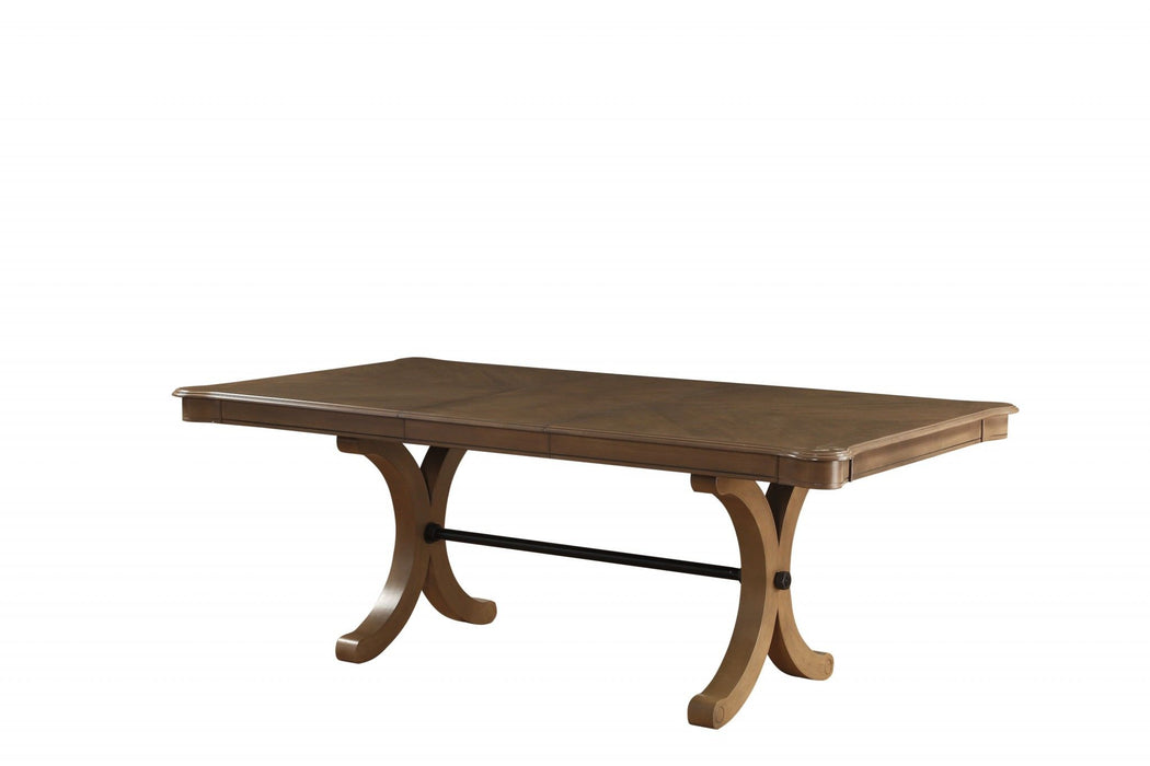64" Solid Wood Removable Leaf Trestle Base Dining Table - Brown