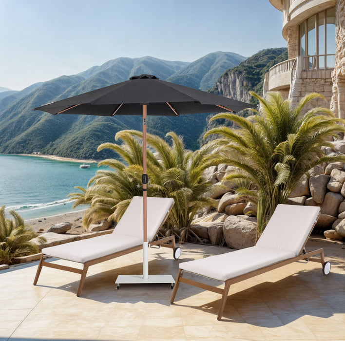 Fiji - Aluminum Patio Umbrella With Square White And Teak Base