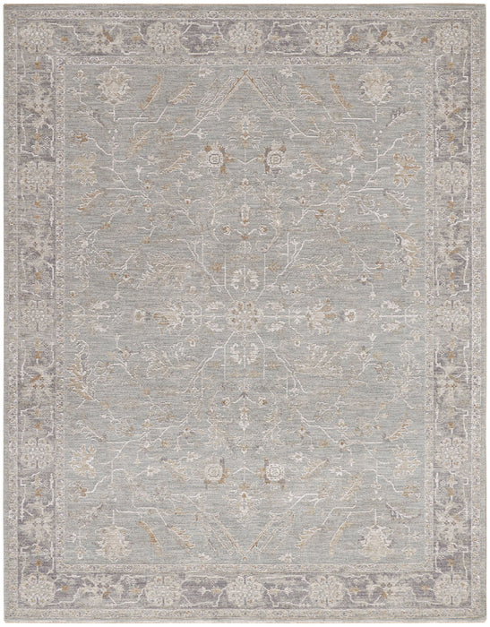 8' X 10' Floral Power Loom Distressed Area Rug With Fringe - Blue