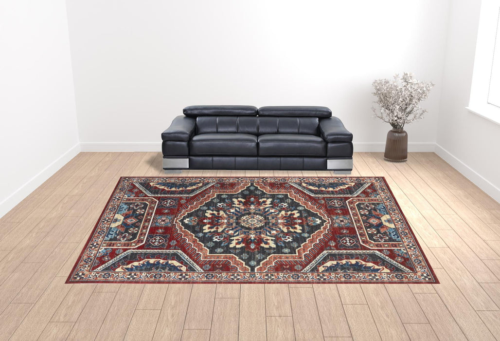 13' x 15' Abstract Power Loom Distressed Area Rug - Blue Gray