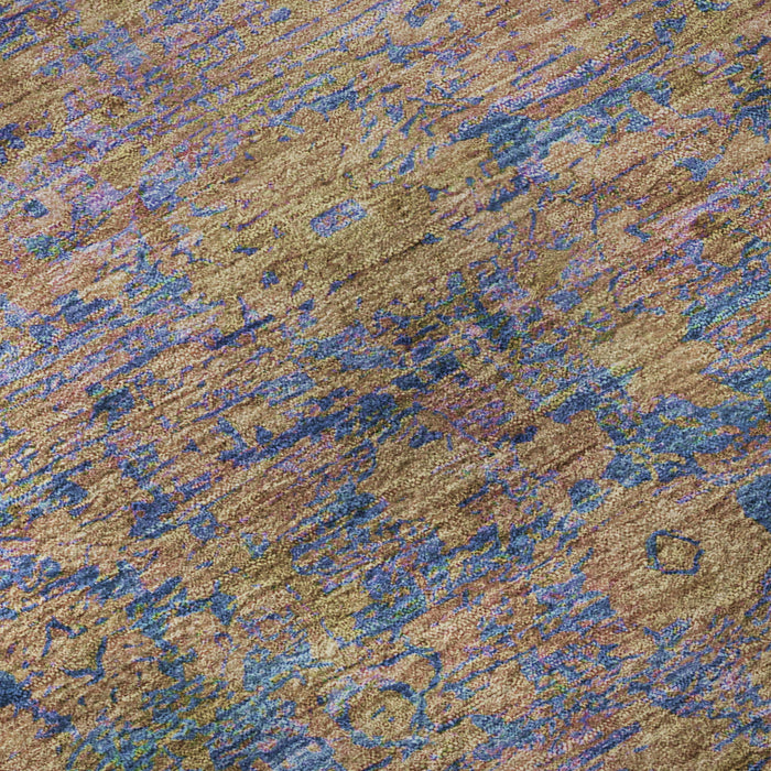 10' X 14' Oriental Washable Area Rug With UV Protection (700955) - Navy Blue / Gold