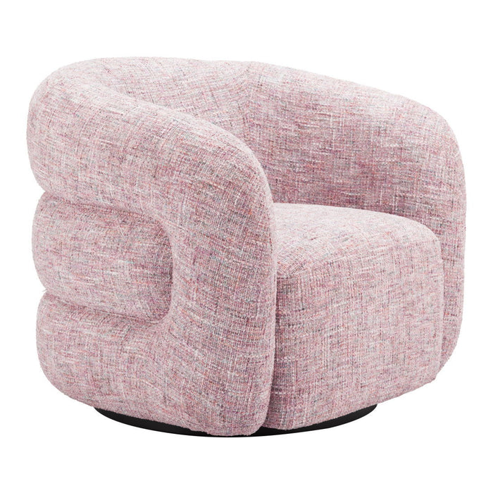 33" Modern Upholstered Swivel Arm Chair - Pink