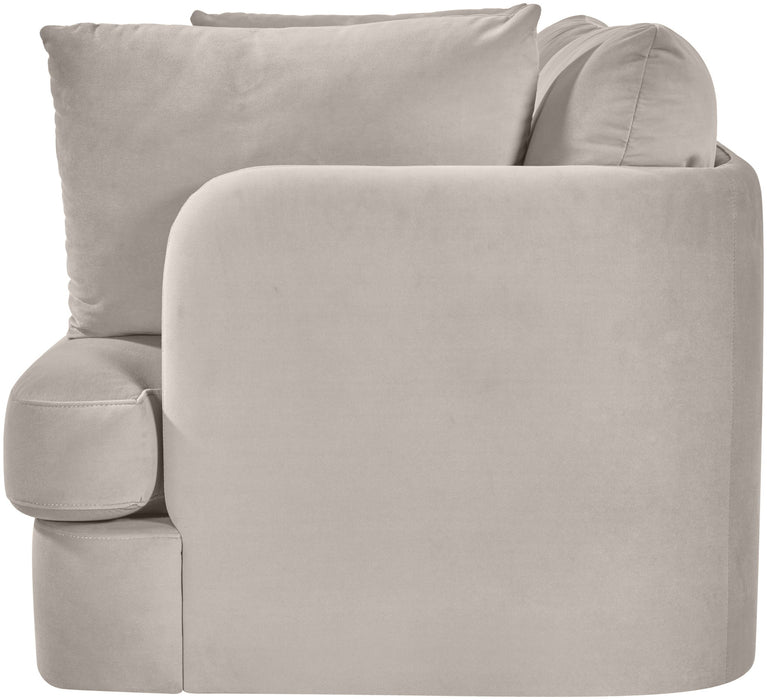 Meridian Furniture Hammond velvet upholstered 2-piece loveseat and sectional sofa set with plush cushions and modern design.