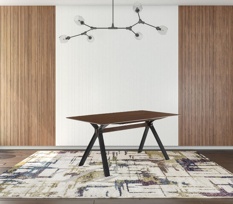 Wood Trestle Base Dining Table - Brown / Black