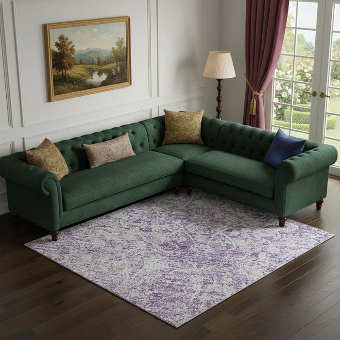 10' X 14' Oriental Washable Area Rug With UV Protection (700607) - Lilac / Ivory