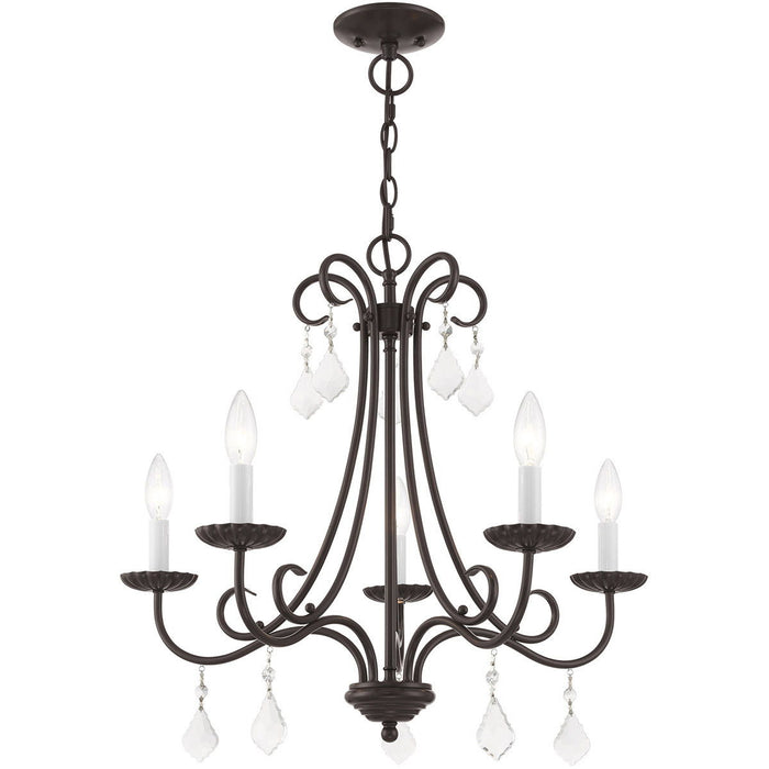 22" Five-Light Dimmable Chandelier With Shades - Bronze