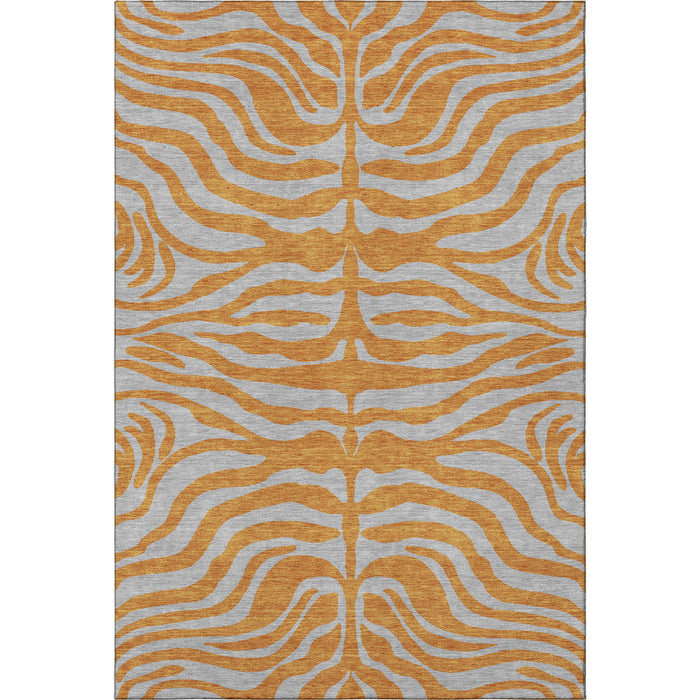 10' X 14' Animal Print Washable Area Rug With UV Protection (681839) - Orange / Gray