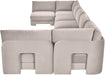 Meridian Furniture Hammond velvet upholstery 7-piece U-shaped armless sectional sofa in stylish fabric, perfect for modern living rooms.