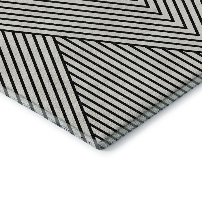 10' X 14' Geometric Washable Area Rug With UV Protection (674688) - White / Black