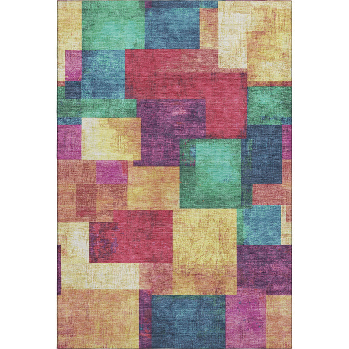 10' X 14' Geometric Washable Area Rug With UV Protection (709804) - Gold / Purple / Red
