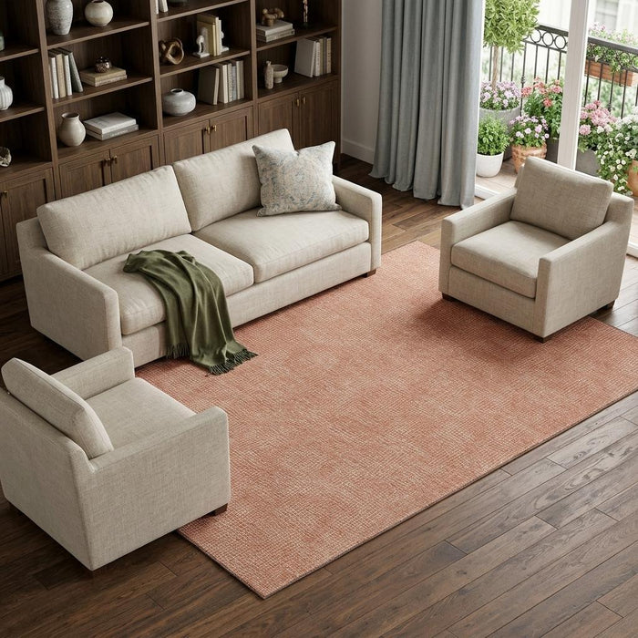 10' X 14' Geometric Washable Area Rug With UV Protection (682841) - Copper / Ivory