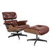 Brown genuine leather tufted swivel lounge chair with matching Ottoman by HomeRoots, showcasing plush upholstery and modern design.