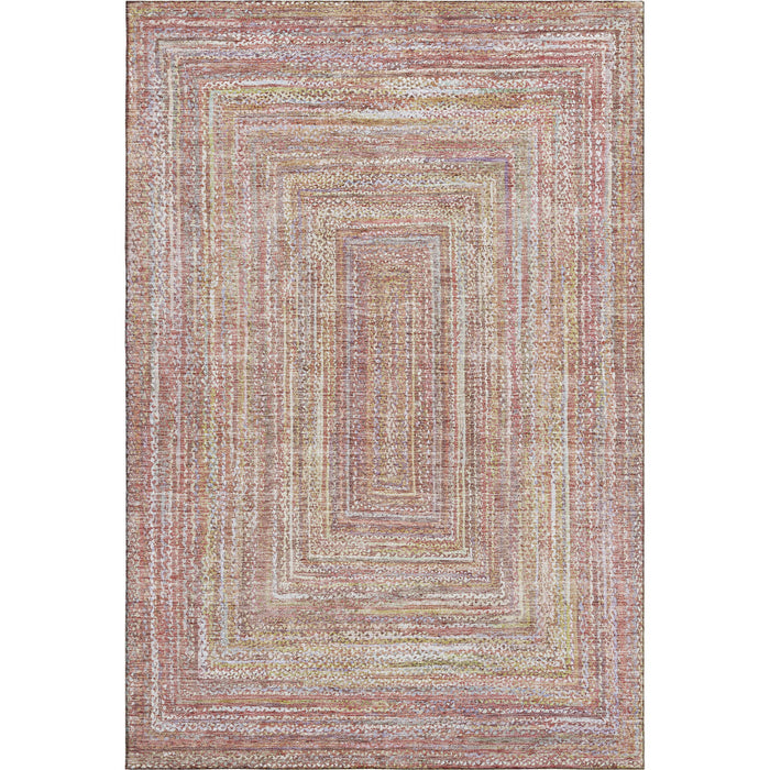 10' X 14' Geometric Washable Area Rug With UV Protection (699286) - Rust / Mauve