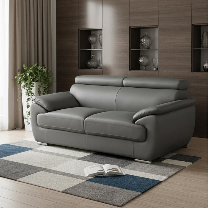 Love Seat Faux Leather - Silver / Gray