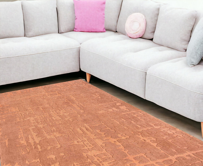 8' x 11' Abstract Non Skid Area Rug - Orange