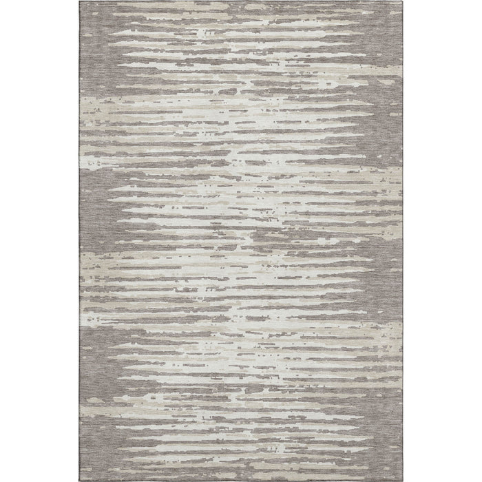 10' X 14' Striped Washable Area Rug With UV Protection (670597) - Taupe / Ivory