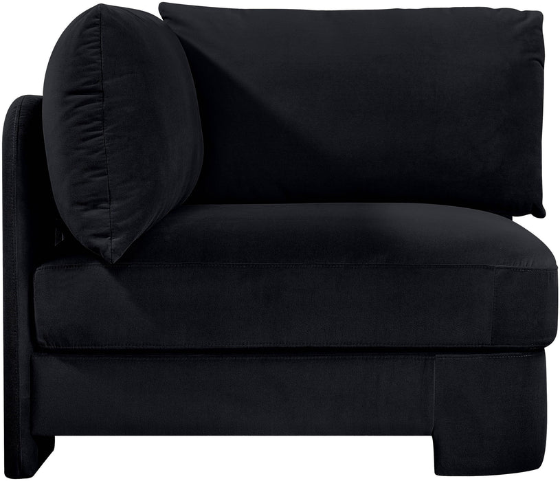 Meridian Furniture Hammond velvet performance fabric upholstered corner chair with plush cushioning and modern design.