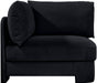 Meridian Furniture Hammond velvet performance fabric upholstered corner chair with plush cushioning and modern design.