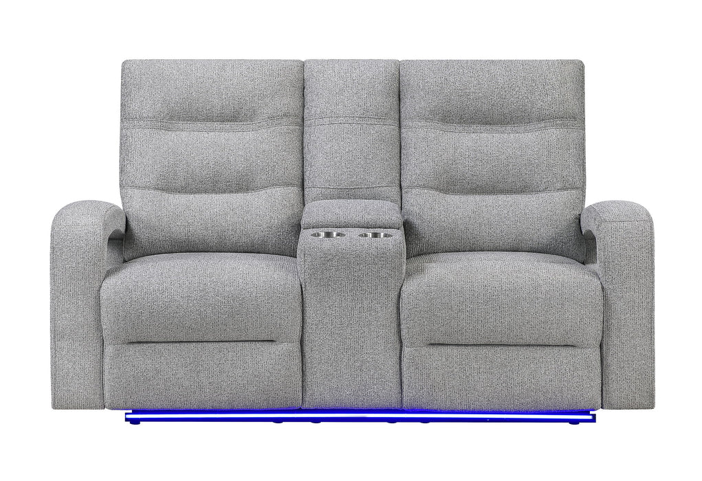 U6611 - 15 Power Reclining Sofa / Power Console Reclining Loveseat - Dark Gray