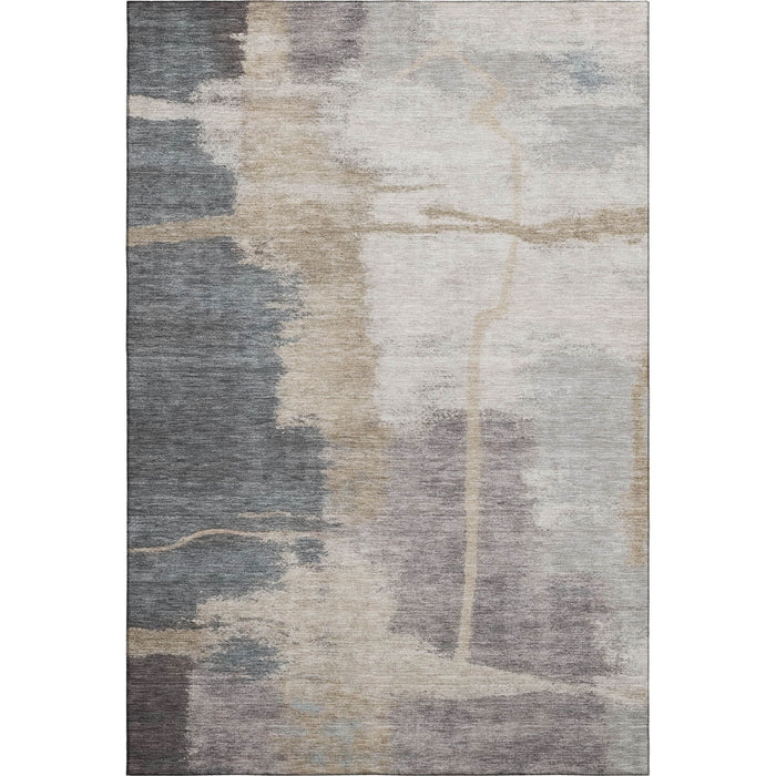 10' X 14' Abstract Washable Area Rug With UV Protection - Gray / Ivory