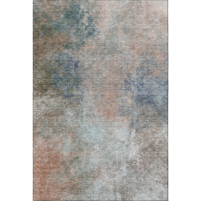 10' X 14' Abstract Washable Area Rug With UV Protection (710556) - Copper / Blue