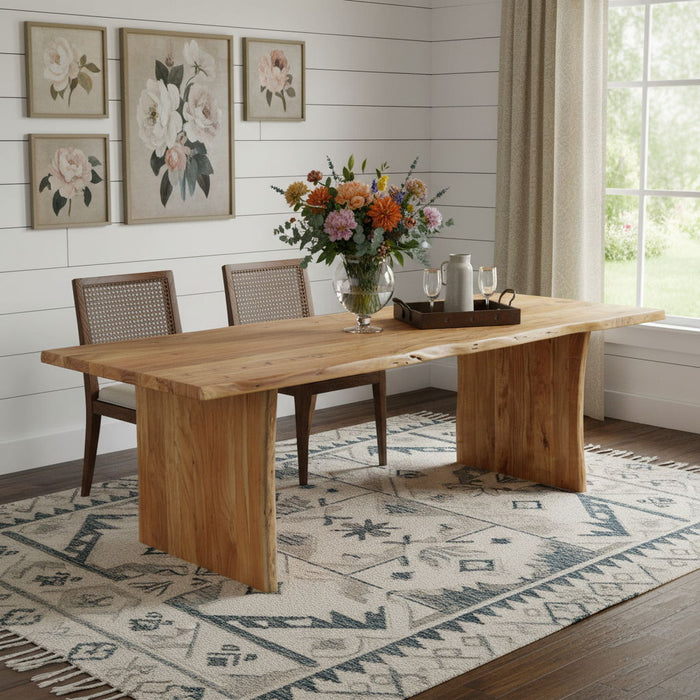 120'' Solid Wood Live Edge Sled Base Dining Table - Brown