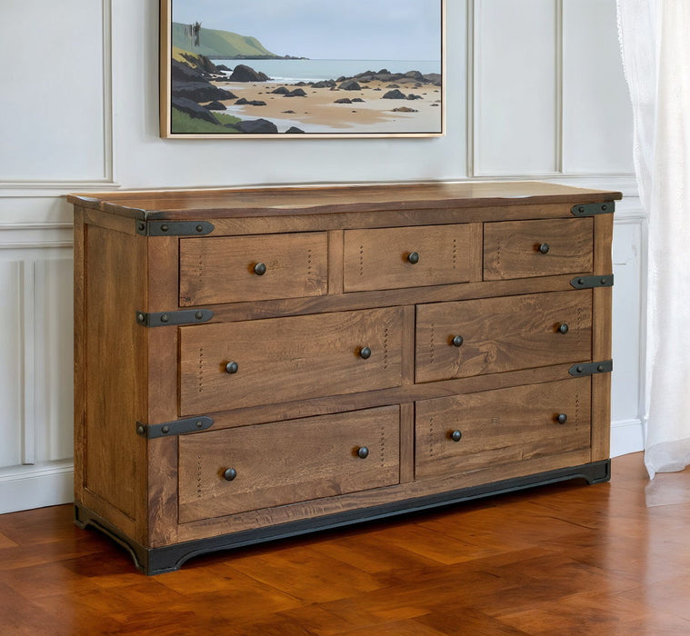 Solid Wood Seven Drawer Triple Dresser - Natural