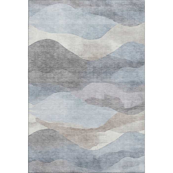 10' X 14' Abstract Washable Area Rug With UV Protection (709630) - Sky Blue / Beige / Ivory