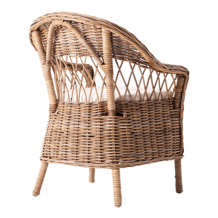 Semi Circle Back Wicker Chairs With Seat Cushions (Set of 2) - Natural