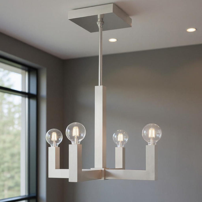 18'' Four Light Dimmable Chandelier With Shades - Nickel