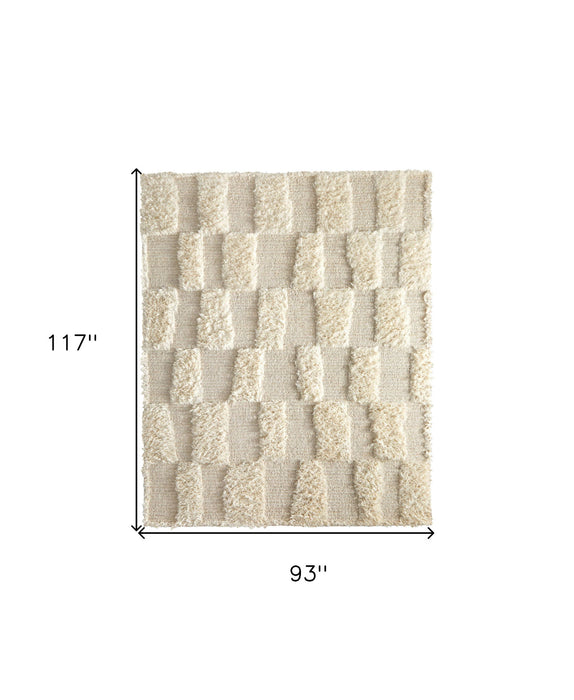 8' x 10' Wool Geometric Hand Woven Area Rug - Ivory
