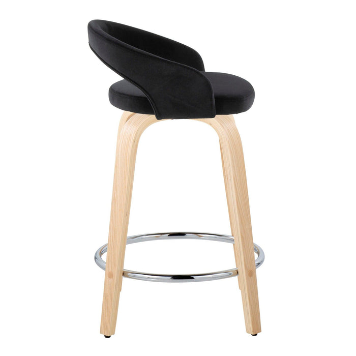 Grotto - 30.5" Upholstered Fixed-Height Counter Stool (Set of 2) - Natural Wood Base