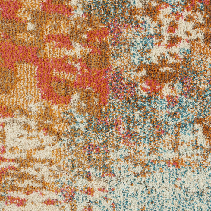 7' X 10' Abstract Distressed Non Skid Area Rug - Ivory And Pink