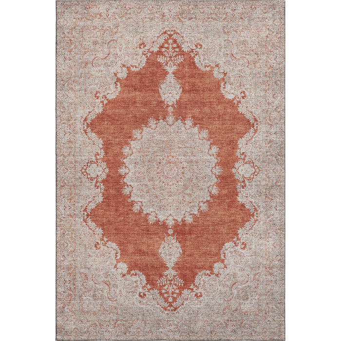 10' X 14' Oriental Washable Area Rug With UV Protection (678910) - Rust / Beige
