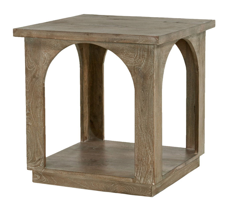 24" Distressed Solid Wood Square Floor Shelf End Table - Brown