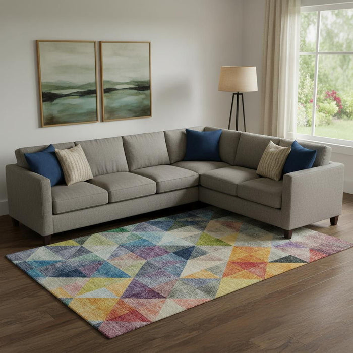 10' X 14' Geometric Washable Area Rug With UV Protection (710735) - Beige / Blue / Orange