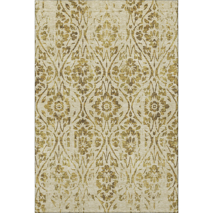 10' X 14' Floral Washable Area Rug With UV Protection (669048) - Gold / Beige